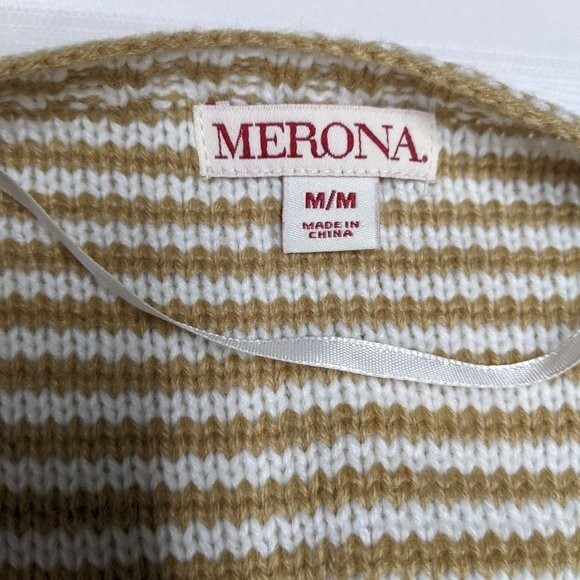 Merona Cardigan Women Medium Open Front Waterfall Striped Beige M - Picture 6 of 7